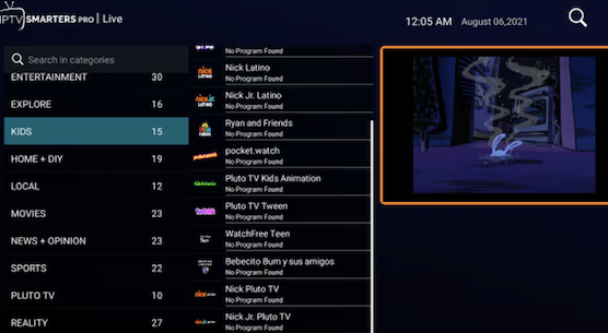 IPTV sur IPTV Smarters Pro